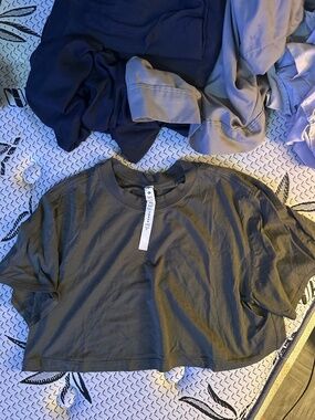 Army green all yours cropped lululemon t shirt